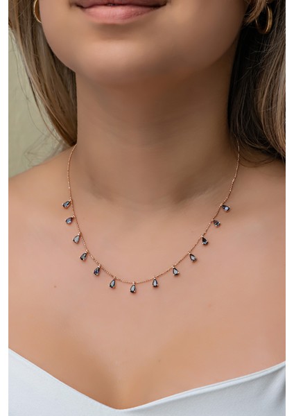 925 Ayar Gümüş Damla Topaz Taşlı Zarif Kolye fırsatları