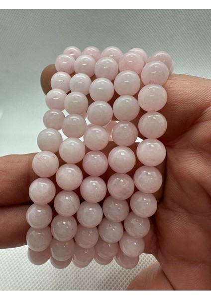 Doğal Pembe Kuvars Bileklik, Aşk ve Şans Getirici Taş, 1 Adet