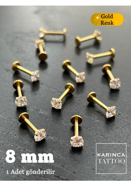 8mm Taşlı Çoklu Piercing Set, Helix, Tragus, Kıkırdak, Dudak, Burun Için Şık Tasarım fiyatları