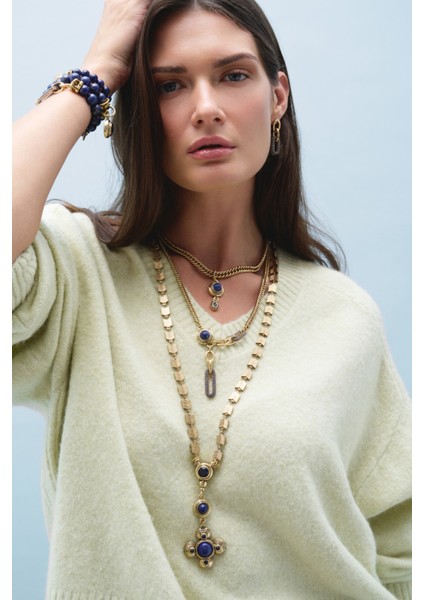 Lapis Taşlı Zincir Kolye, Şık ve Zarif Aksesuar, Mükemmel Hediye Seçeneği. fırsatları