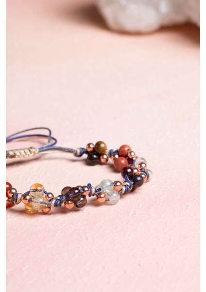 Renkli Doğal Taş Makrome Bileklik, Oğlak Burcu Için Şık ve Doğal Tasarım modelleri