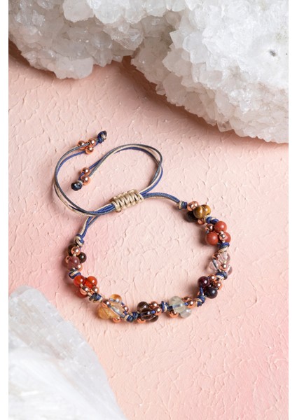 Renkli Doğal Taş Makrome Bileklik, Oğlak Burcu Için Şık ve Doğal Tasarım indirimleri