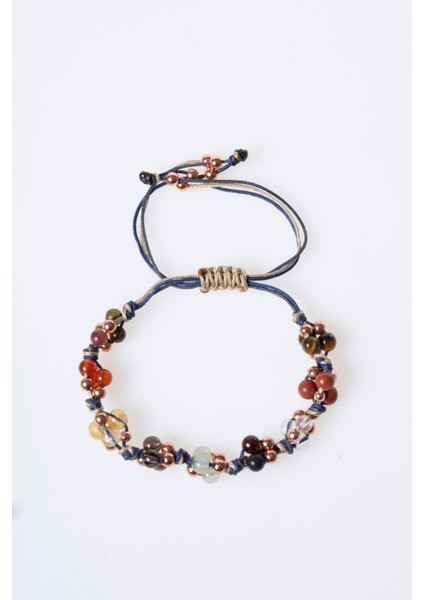 Renkli Doğal Taş Makrome Bileklik, Oğlak Burcu Için Şık ve Doğal Tasarım