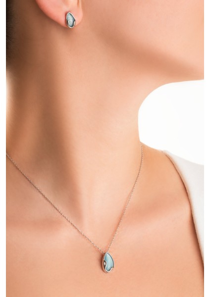 Şık Mavi Gümüş Küpe, 18 Ayar Beyaz Altın Kaplama, Zarif Tasarım fiyatları