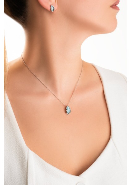 Şık Mavi Gümüş Küpe, 18 Ayar Beyaz Altın Kaplama, Zarif Tasarım fırsatları