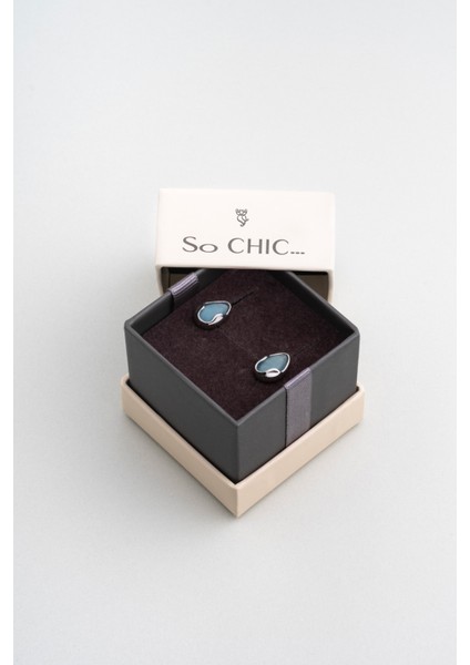 Şık Mavi Gümüş Küpe, 18 Ayar Beyaz Altın Kaplama, Zarif Tasarım indirimleri