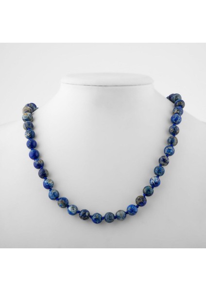 Mavi 8 mm Düğümlü Doğal Taş Kolye, Şık ve Zarif Takı Parçası fiyatları