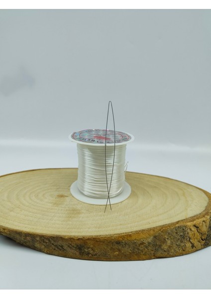 Lastikli Ip Misina 100 Metre, Taş Dizme Iğnesi Hediye, Beyaz Renk