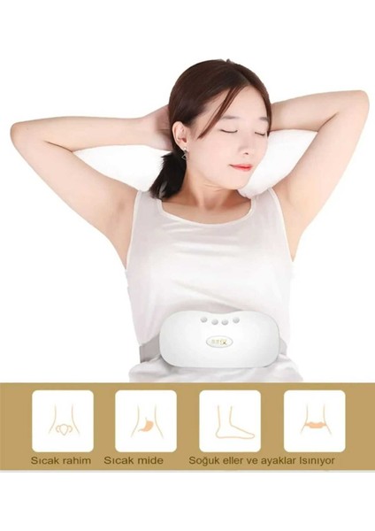 Şarjlı Titreşimli Bel ve Karın Masaj Pedi, Isıtmalı, Ems, Vibro, Regl ve Yağ Yakıcı