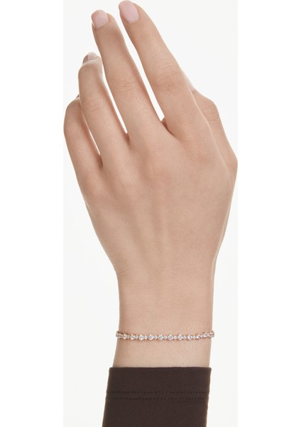 Beyaz Yuvarlak Kesim Şık Bileklik, Altın Kaplama, Zarif Tasarım