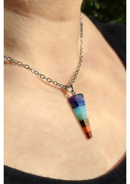 Çakra Doğal Taşlı Zincirli Sarkaç ve Kolye Ucu, Renkli ve Enerji Dolu Tasarım fiyatları