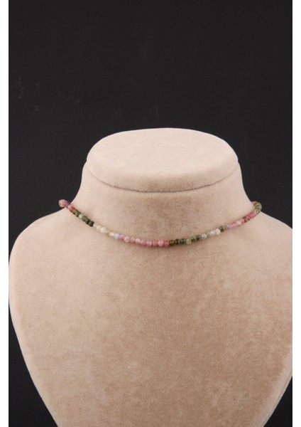 Renkli Turmalin 4 mm Sertifikalı Şık Kolye