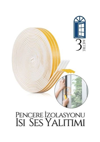 Pencere Ses Isı Yalıtım Sünger Bant 3 Metre