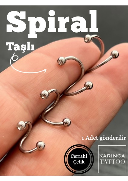 Taşlı Spiral Spiral Labret Kulak Conch Helix Tragus Küpe Snake Bites Dudak Piercing