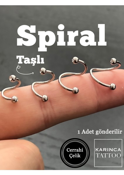 Taşlı Spiral Spiral Labret Kulak Conch Helix Tragus Küpe Snake Bites Dudak Piercing modelleri