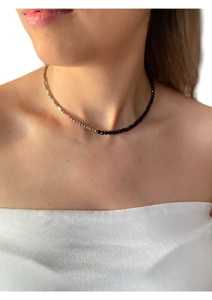 Kadın Siyah Doğaltaş Choker, Hematit ve Oniks, 36 Cm+4 cm Uzatma Zinciri fiyatları