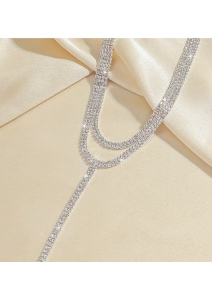 Şık Beyaz Gümüş Kaplama Choker Kolye, Davet ve Özel Günler Için Zarif Takı fiyatları