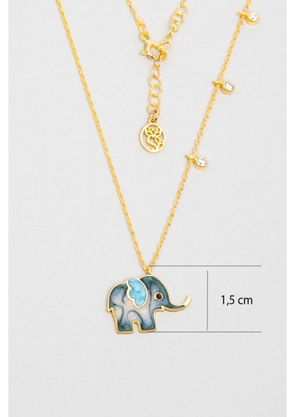 Mineli Fil Tasarımlı 18 Ayar Sarı Altın Kaplama Gümüş Kolye modelleri