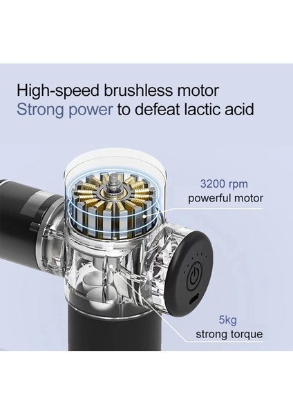 Titreşimli Mini Masaj Tabancası, 4 Başlıklı, 6 Kademeli, Şarjlı, Type C Girişli fırsatları