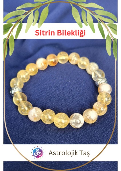 Sitrin Bileklik, Para ve Enerji Taşı, Doğal ve Parlak Sarı Renkli Takı