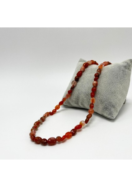 Kırmızı Akik Doğal Taş Makrome Kolye, Sertifikalı, Şık ve Zarif Takı modelleri