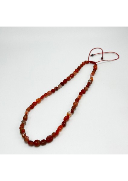 Kırmızı Akik Doğal Taş Makrome Kolye, Sertifikalı, Şık ve Zarif Takı fırsatları