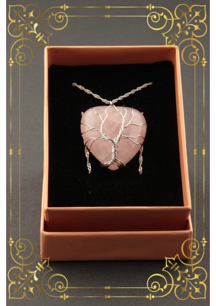 Sertifikalı Pembe Kuvars Kolye Ucu Gümüş Zincir Dahil, Zarif ve Şık Takı Seti