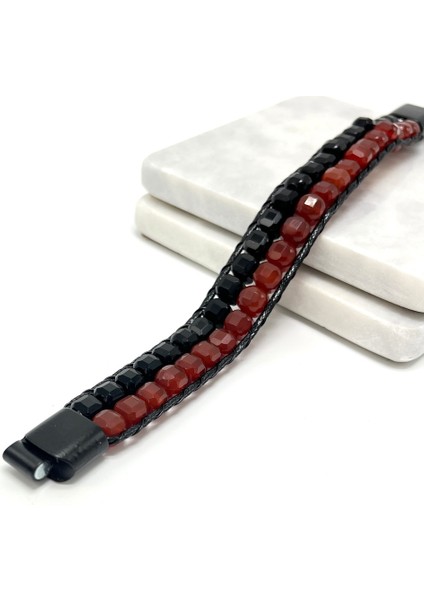 Çift Sıra Renkli Doğal Taş Bileklik, 6mm, Sertifikalı, Küp Kesim, Kilitli