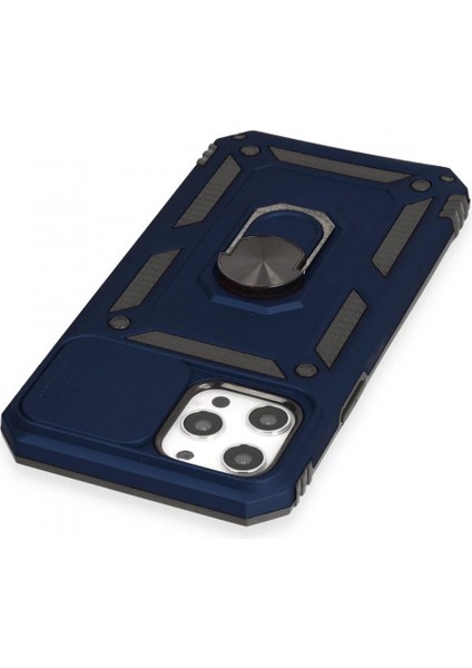 iPhone 12 Pro Max Kılıf Pars Lens Yüzüklü Silikon - Lacivert indirimleri