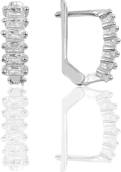 Parlak Taşlı Şık Gümüş Küpe, Modern Tasarım ve Zarafet Için Ideal Seçim