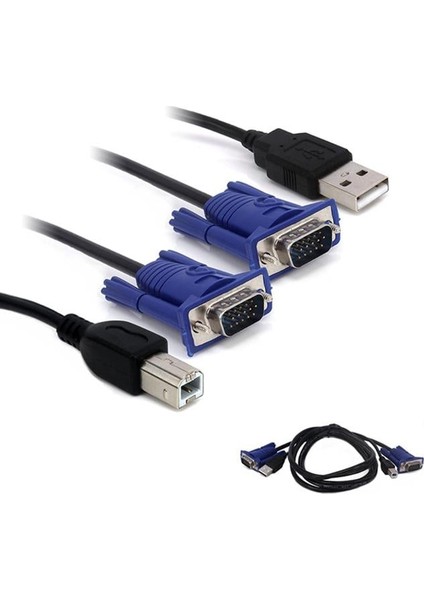 Powermaster Kwm Switch Kablo 1.5 Metre VGA Erkek-Erkek + USB + Printer
