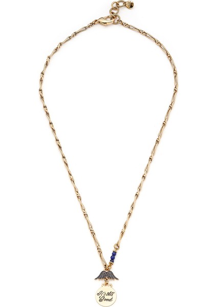 Lacivert Melek Kanat Charm Zincir Kolye, Şık ve Zarif Takı Seçeneği