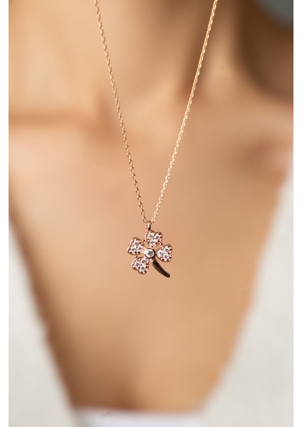 Turuncu Taşlı Yonca Model 925 Ayar Gümüş Kolye, Zarif ve Şık Takı Seçeneği modelleri