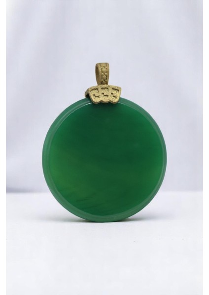 Yeşil Akik Taşı Süleyman Mührü ve Ismi Azam Yazılı Spiritüel Kolye fırsatları