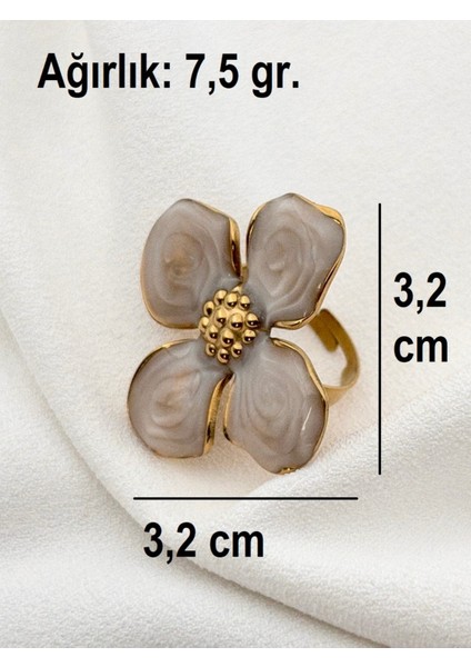 Ayarlanabilir Çiçek Yüzük, 3,2 Cm, Kararmaz, Mineli, Büyük Boy, Şık Tasarım fiyatları