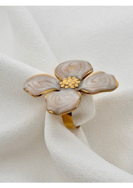 Ayarlanabilir Çiçek Yüzük, 3,2 Cm, Kararmaz, Mineli, Büyük Boy, Şık Tasarım indirimleri