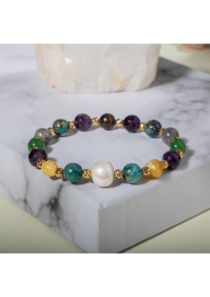 Doğal Taş Bileklik Seti, Ametist, Kehribar, Labradorit, Aventurin, Krizokol ve Bronzit ile modelleri
