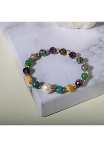 Doğal Taş Bileklik Seti, Ametist, Kehribar, Labradorit, Aventurin, Krizokol ve Bronzit ile fırsatları