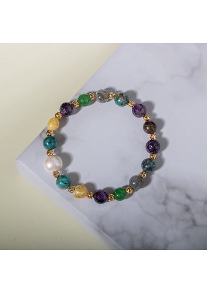 Doğal Taş Bileklik Seti, Ametist, Kehribar, Labradorit, Aventurin, Krizokol ve Bronzit ile indirimleri