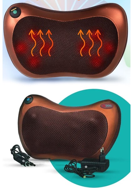 Çift Yönlü Isıtmalı Masaj Yastığı, Rahatlatıcı Vücut ve Bölge Masajı Seti