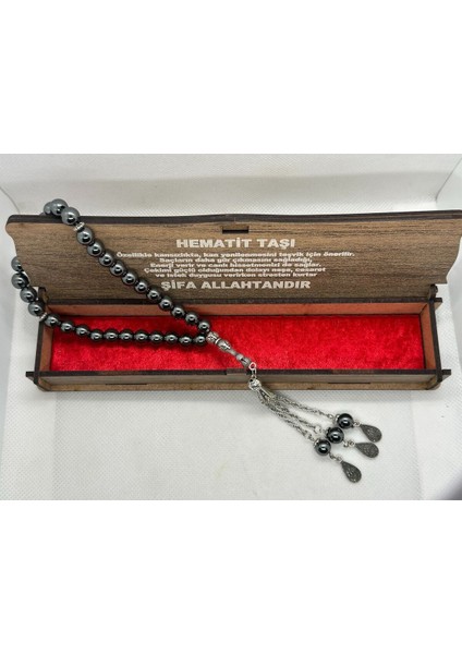 Doğal Taş Küreli Tesbih, 33'lü Hematit Taşı, Gümüş Detaylı, Şık ve Zarif Tasarım modelleri