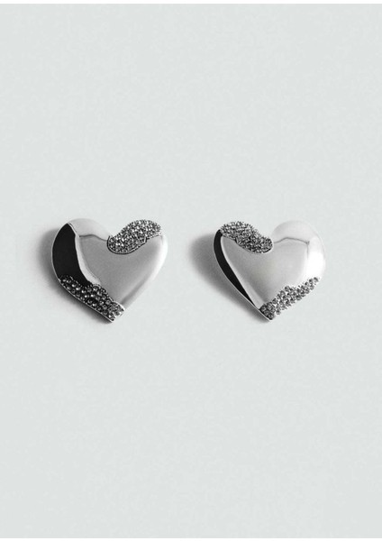 Parlak Taşlı Kalp Tasarımlı Şık Küpe, Gümüş Detaylı Zarif Takı. fiyatları