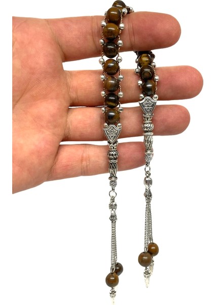 Kahverengi Doğal Kaplangözü Tesbih, Zarif ve Özgün Takı Seçeneği