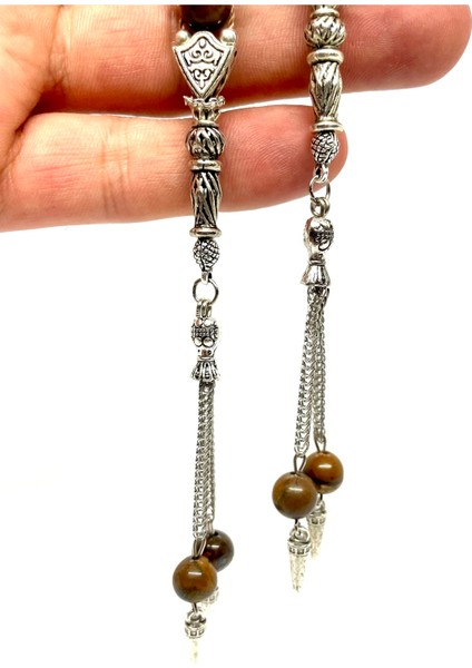 Kahverengi Doğal Kaplangözü Tesbih, Zarif ve Özgün Takı Seçeneği fiyatları