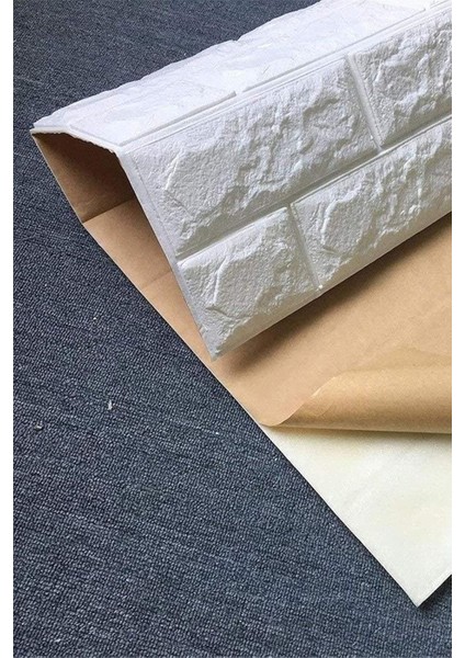 4'lü 50X50 cm Beyaz 3D Tuğla Desenli Yapışkanlı Duvar Paneli modelleri
