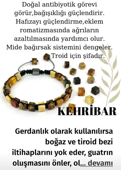 Ukrayna Damla Kehribar Makrome Bileklik, Sağlık ve Nazar Koruma, Yetişkinler Için