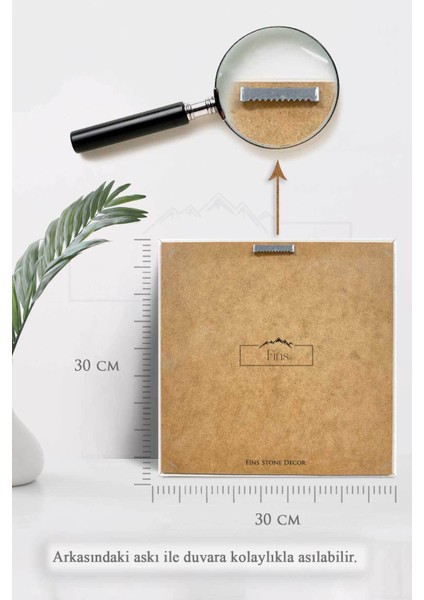 Renkli Taşlı Duvar Dekoru, Kelebek ve Çiçek Detayları, 30X30 cm