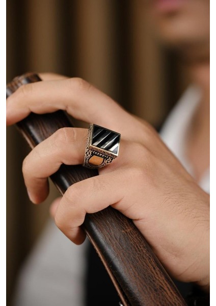 El Işçiliği 925 Ayar Gümüş Erkek Yüzük, Şık ve Zarif Tasarım