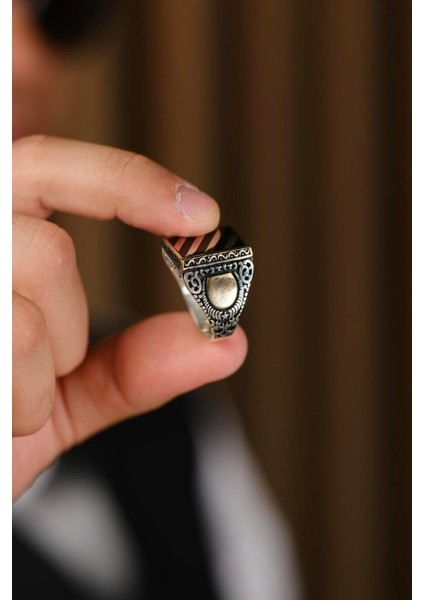 El Işçiliği 925 Ayar Gümüş Erkek Yüzük, Şık ve Zarif Tasarım