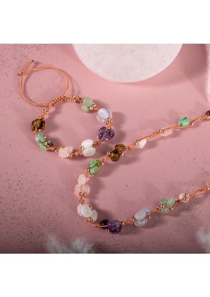 Yengeç Burcu Renkli Taşlı Takım, Kolye ve Bileklik Seti fiyatları